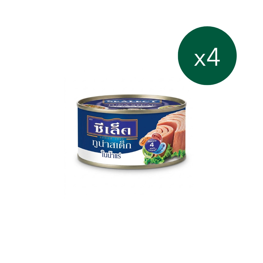 ปลาทูน่าสเต็กในน้ำแร่ ซีเล็ค 165 กรัม x 4 กระป๋อง