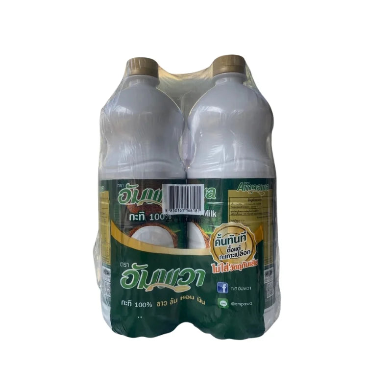 Two-pack of coconut water bottles with green label on a white background