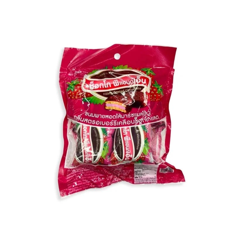 Chocolate Coated Strawberry Marshmallow Pie (192g x 12 Pieces/Pack) - Bangkok FreshLink