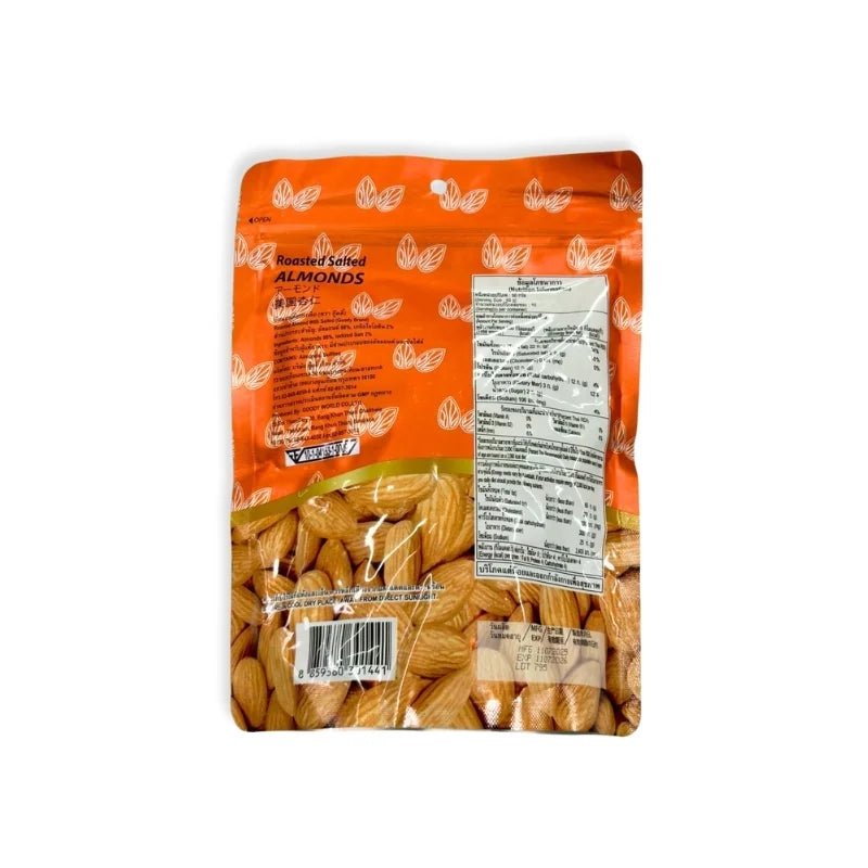 Goody salted almonds bag on a white background