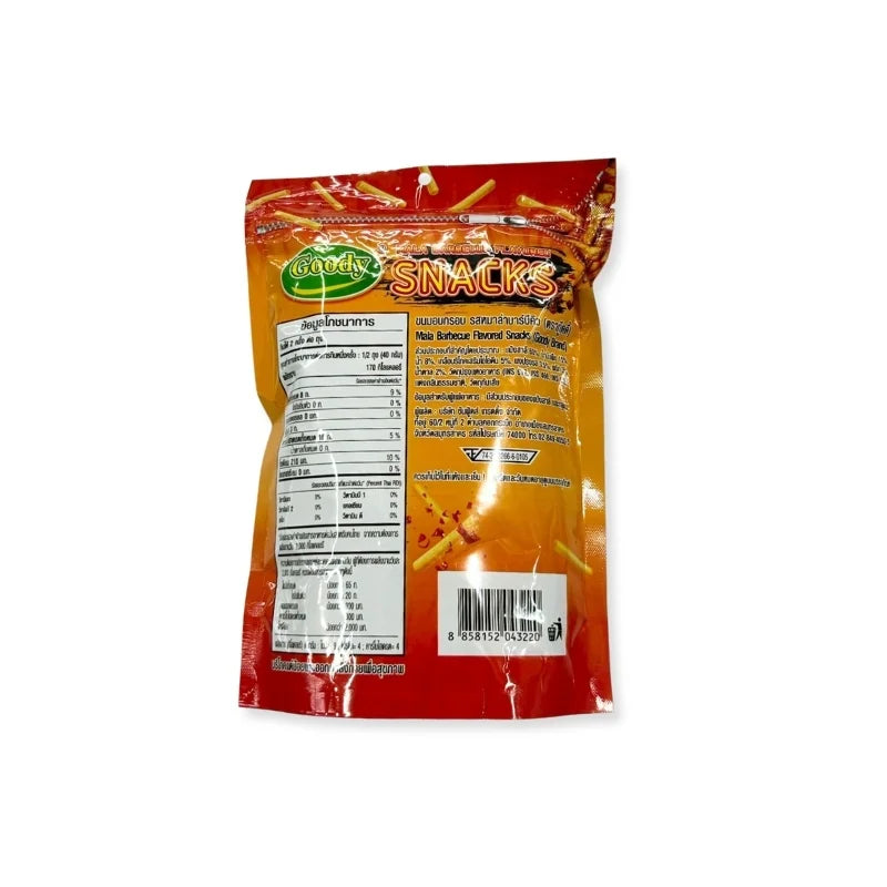 ขนมอบกรอบ รสหมาล่าบาร์บีคิว ตรากู๊ดดี้ 80 กรัม / ห่อ