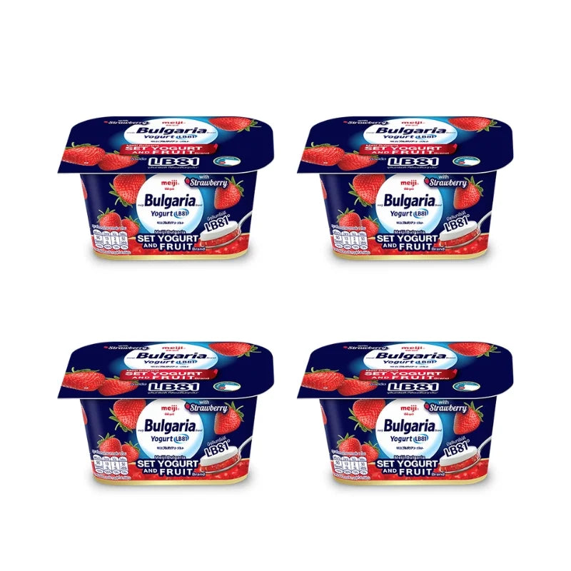 เมจิ โยเกิร์ต บัลแกเรีย เซ็ทโยเกิร์ตแอนด์ฟรุ๊ต รสสตรอเบอร์รี 110 ก. x 4