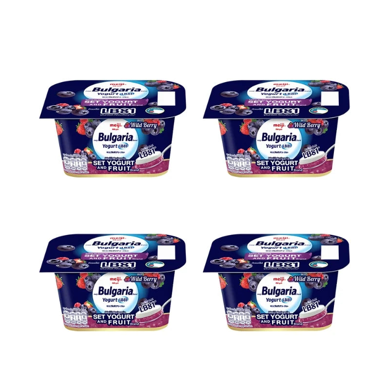 เมจิ โยเกิร์ต บัลแกเรีย เซ็ทโยเกิร์ตแอนด์ฟรุ๊ต ผสมไวลด์เบอร์รี 110 ก. x 4