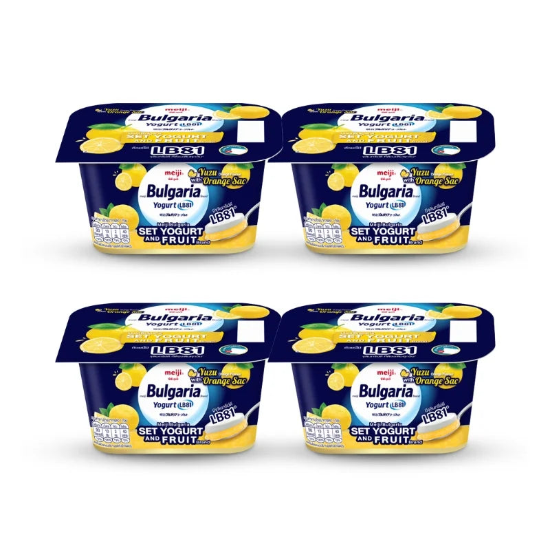 明治保加利亚酸奶&水果套装 柚子橘子味 含橙粒 110克 x 4