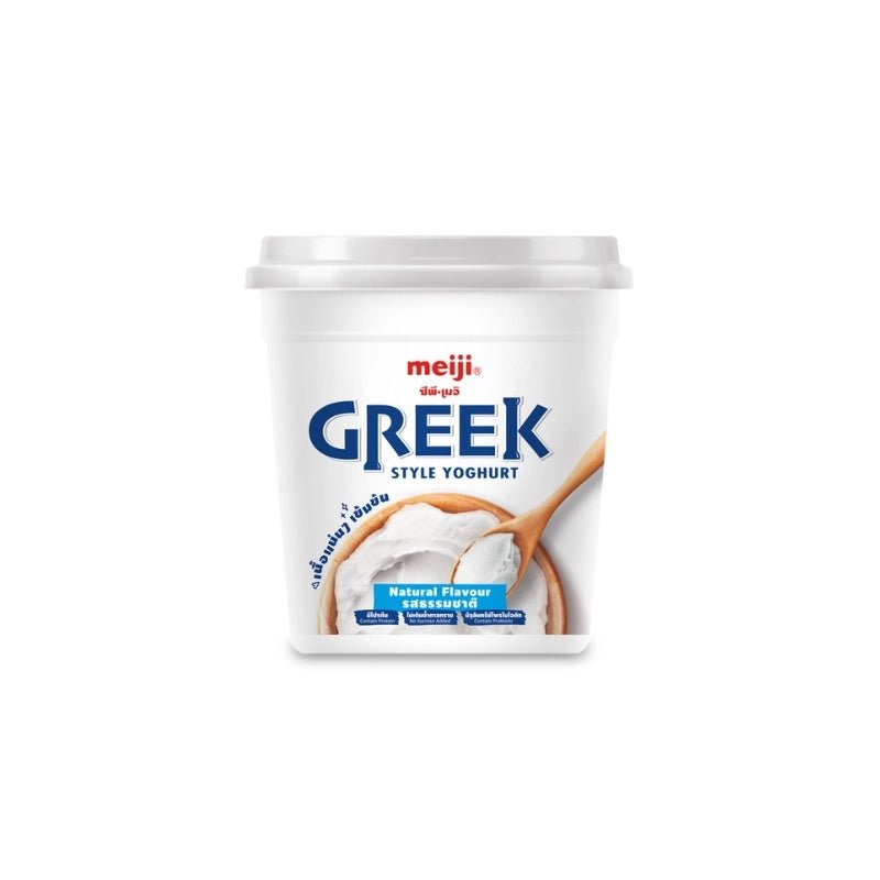 Meiji Greek style yogurt natural, thick creamy yogurt, 1000ml tub isolated on white background