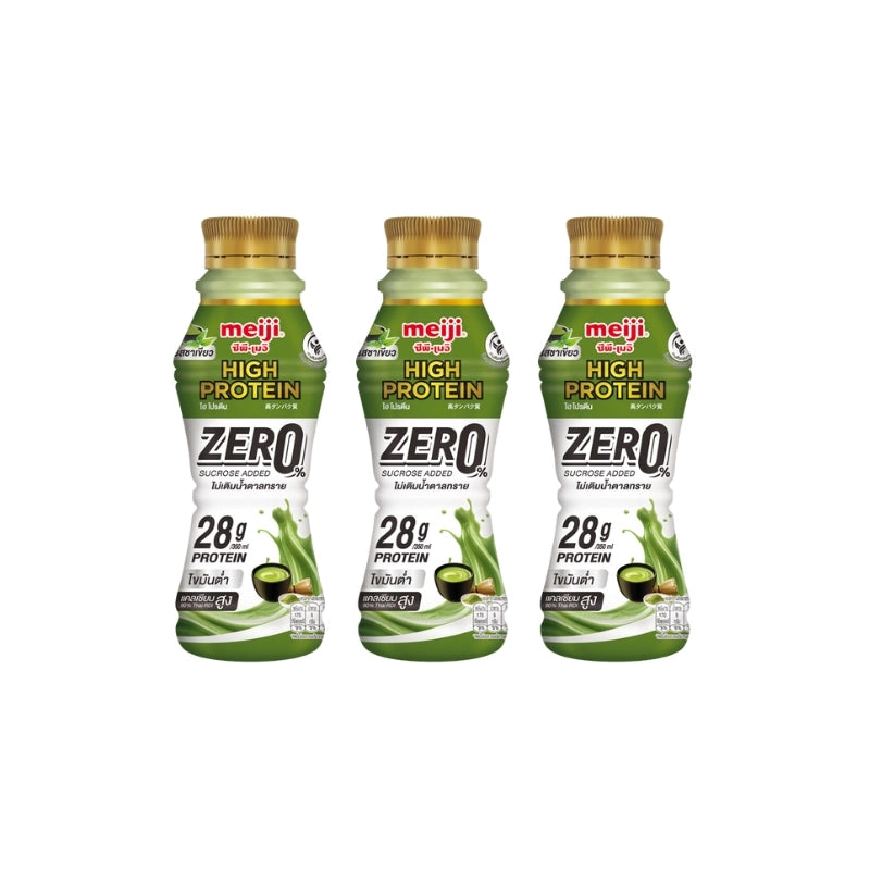 เมจิ ไฮโปรตีน ไม่เติมน้ำตาลทราย รสชาเขียว 350 มล. x 3
