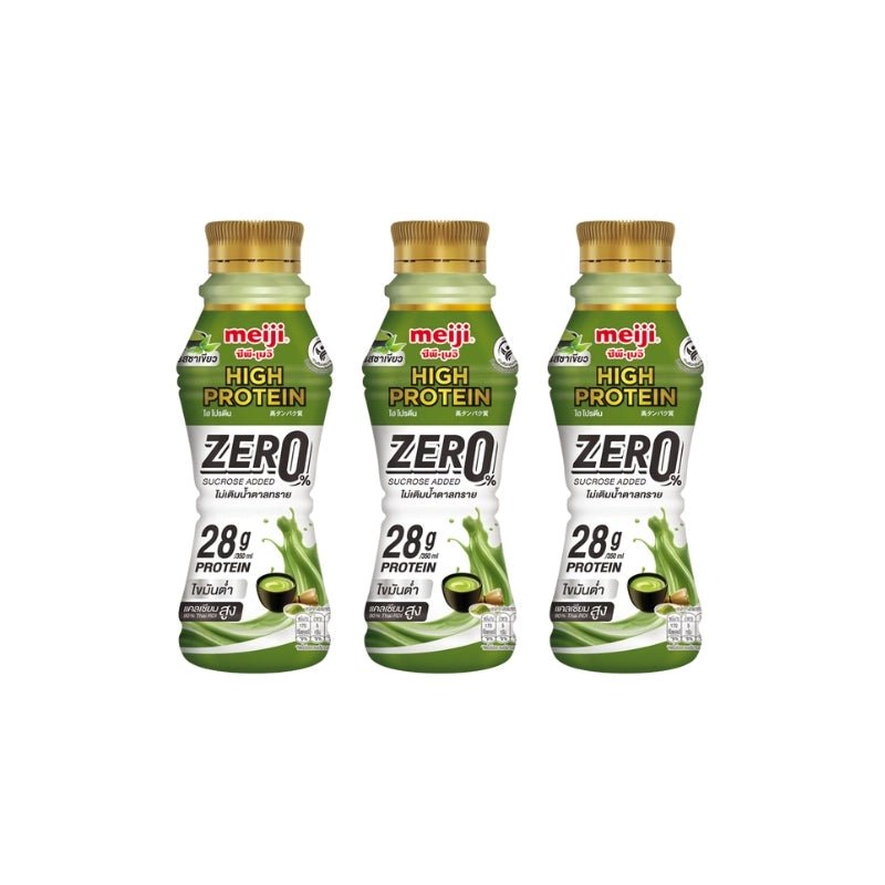 Meiji High Protein Green Tea Flavor No Sugar Added 350ml x 3 - Bangkok FreshLink