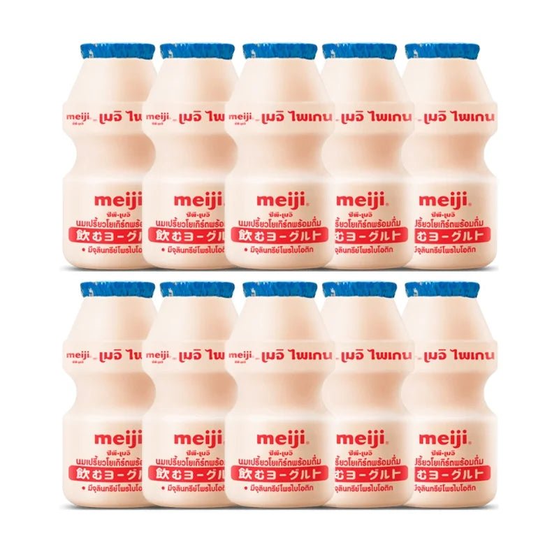 Meiji Paigen probiotic yogurt drink natural flavor, cultured probiotic drink, 80g x 10 bottles isolated on white background