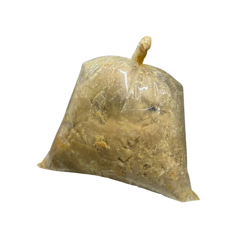 Mixed minced fermented fish on a white background