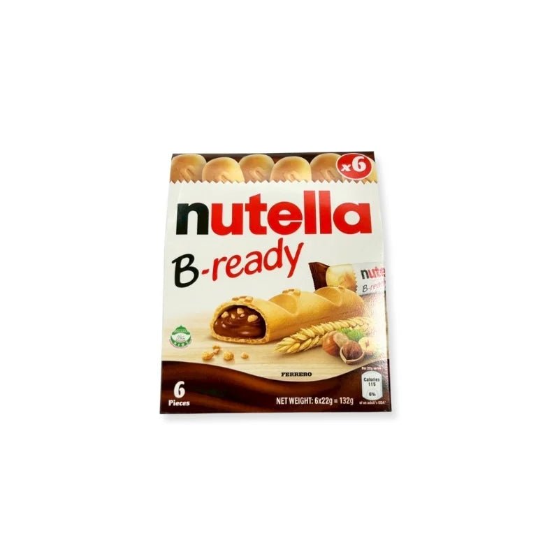 Nutella B-Ready wafer filled with Nutella pack on a white background
