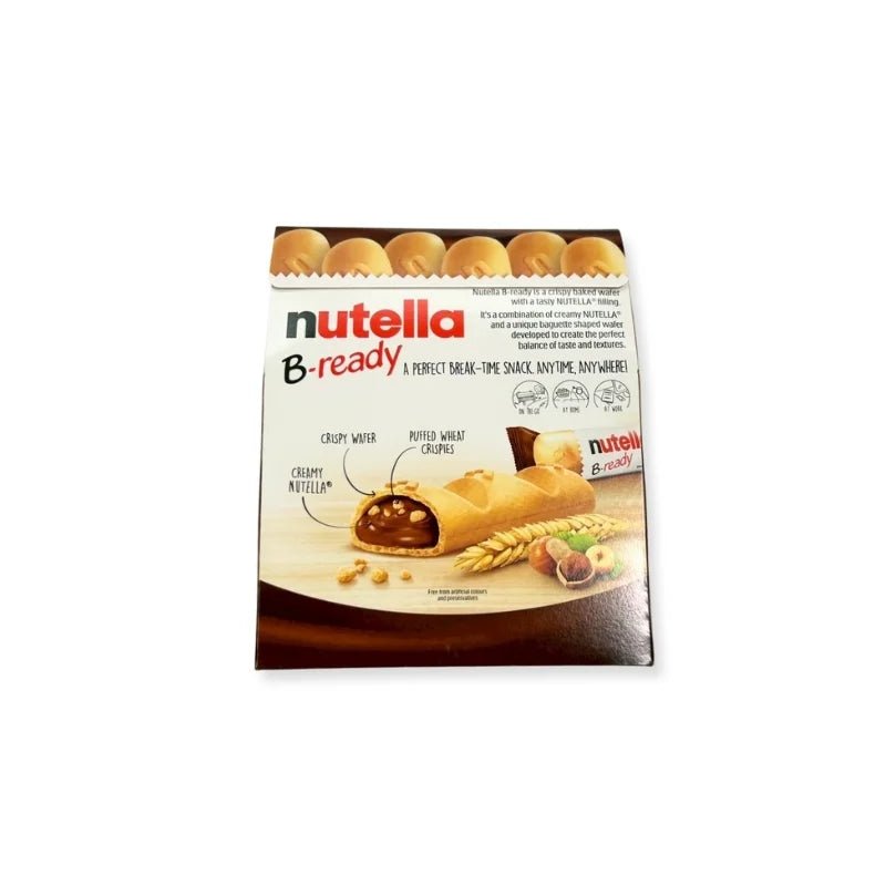 Nutella B-Ready wafer filled with Nutella pack on a white background