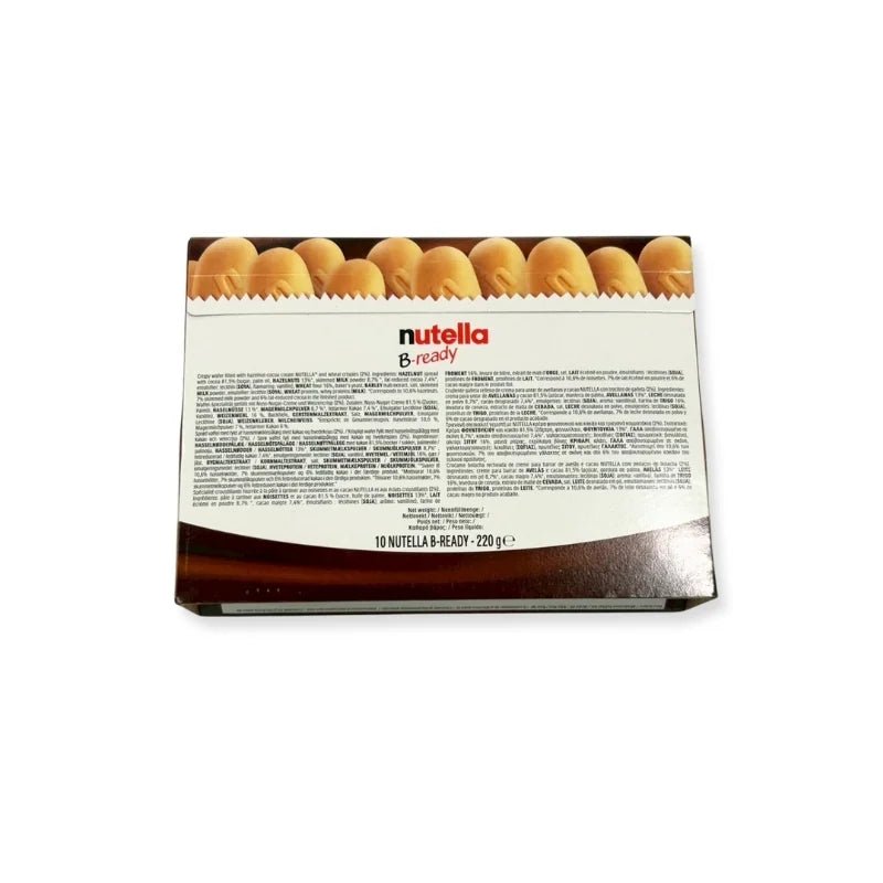 Nutella B-Ready wafer filled with Nutella pack on a white background