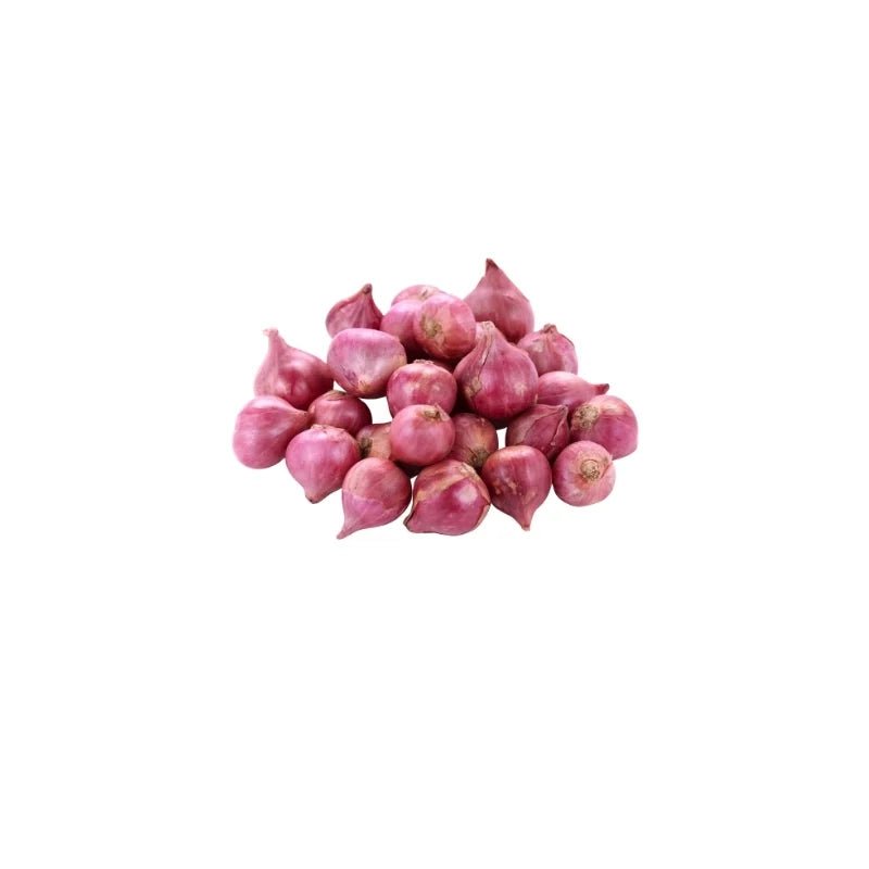 Fresh large shallots, aromatic purple shallots sold per kg isolated on white background