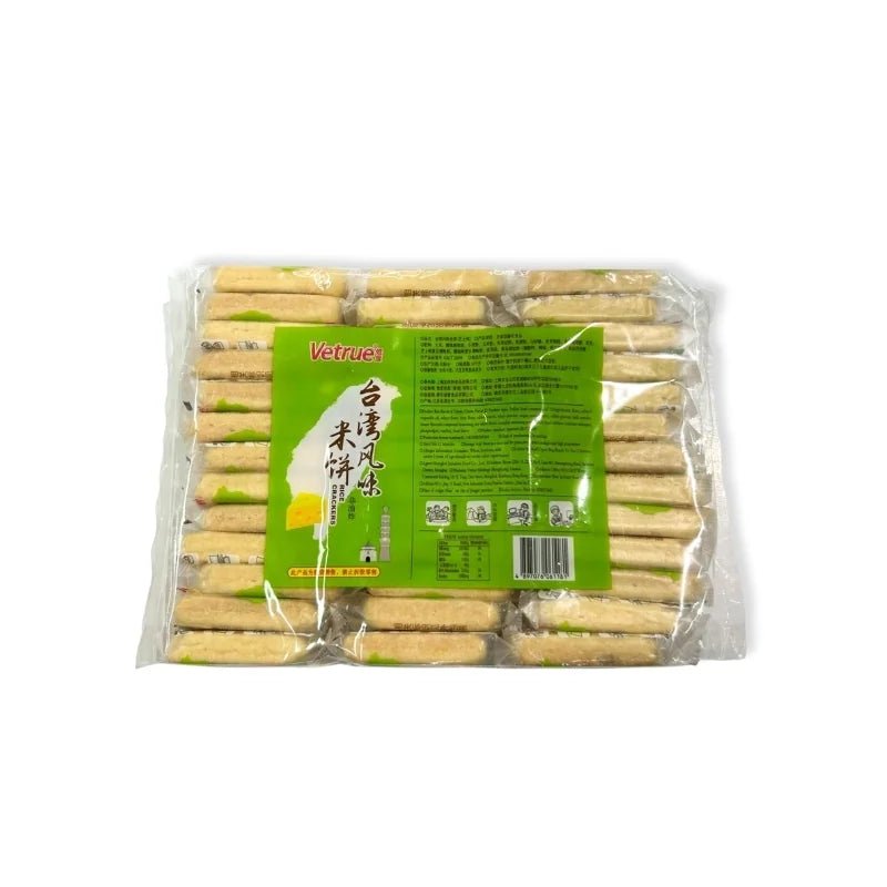 Taiwanese flat cheese snack crackers, individually packed pieces, 39 pieces per pack isolated on white background
