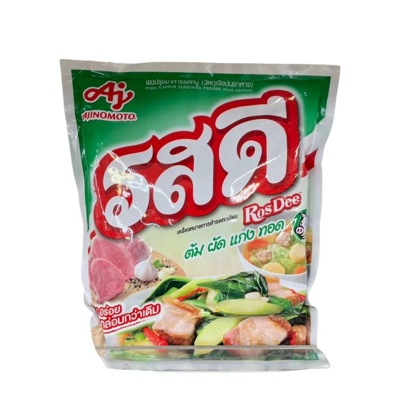RosDee pork flavour seasoning powder pack on a white background
