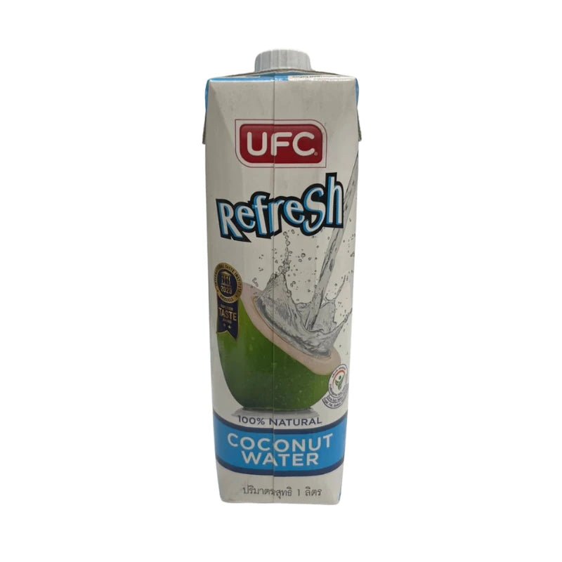 UFC 100% coconut water carton on a white background