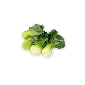 Fresh baby bok choy, tender small bok choy heads, 250g pack isolated on white background
