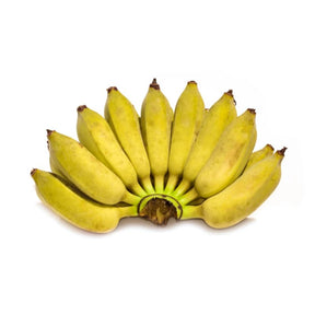 Ripe yellow Namwa banana bunch on a white background