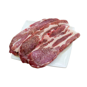 Beef chuck roll on a white background