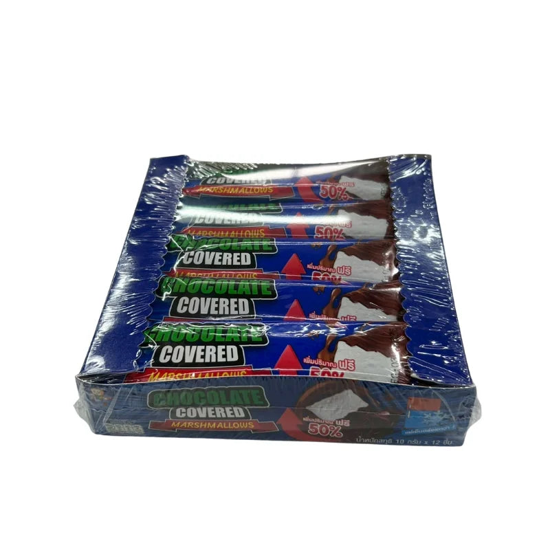 มาร์ชเมลโล่เคลือบช็อกโกแลต ตราเบสบอย 10 กรัม x 12 ชิ้น