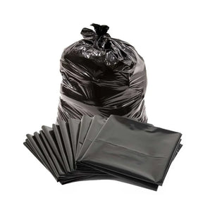 Black garbage bags pack on a white background