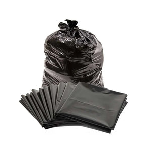 Black garbage bags pack on a white background