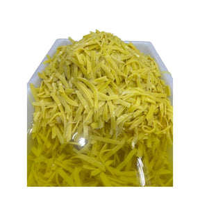 Boiled bamboo shoots cut into flat strips, cooked bamboo shoots sold per kg isolated on white background