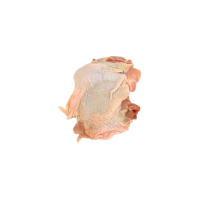 Fresh boneless chicken thigh, 130–160g per piece, raw poultry sold per kg isolated on white background