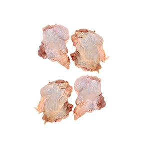 Fresh boneless chicken thigh, raw poultry, 5kg bulk pack isolated on white background