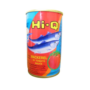 Canned mackerel in tomato sauce Hi-Q brand multipack on a white background
