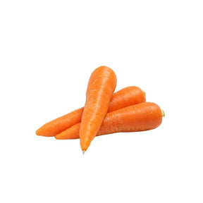 Fresh carrots size L, large orange carrots, 450–500g pack isolated on white background
