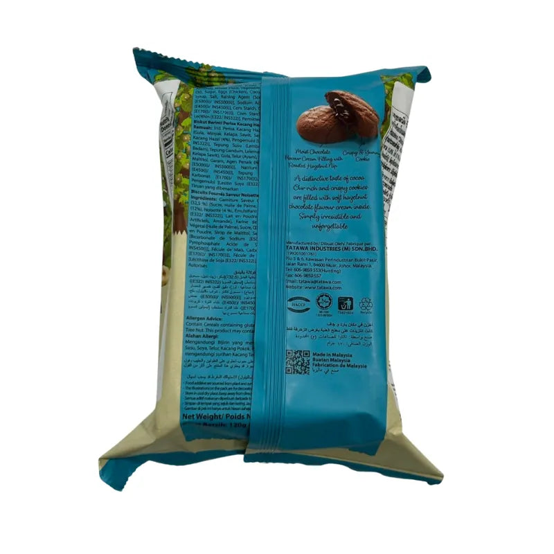 Chocolate Cookie with Chocolate Hazelnut Cream Filling (Tatawa Brand) 120 g Pack