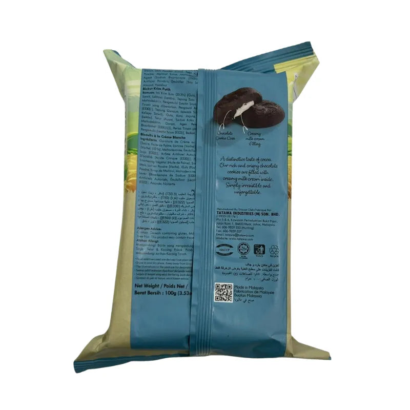 Chocolate Cookie with Milk Cream Filling (Tatawa Brand) 100g Pack