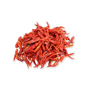 Dried Jinda chili peppers without stems, spicy dried chilies, 500g pack isolated on white background