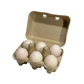Duck eggs size 0 pack of 6 on a white background