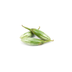 Fresh Sa Weoi eggplant, round Thai eggplant, 500g pack isolated on white background