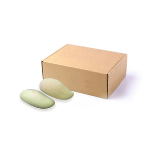 Fresh golden Nam Dok Mai mango unripe, firm green mangoes, 10kg bulk pack isolated on white background