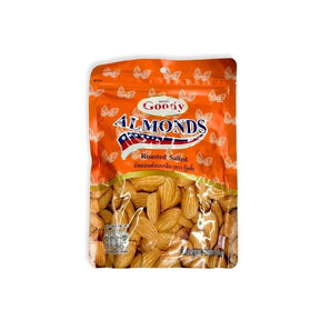 Goody salted almonds bag on a white background