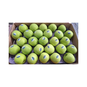 Fresh Granny Smith apples from New Zealand, crisp green apples packed per box isolated on white background