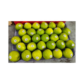 Fresh green apples from New Zealand, crisp apples packed per box isolated on white background
