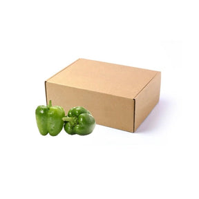 Fresh green bell peppers, crisp sweet peppers, 5kg bulk pack isolated on white background