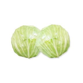 Fresh heavy green cabbage, dense green heads, 3kg pack isolated on white background