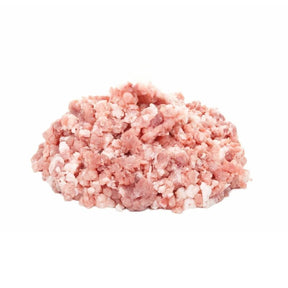 Fresh ground pork grade A, premium minced pork meat, 500g pack isolated on white background