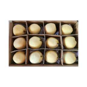 Fresh honey pears, sweet juicy pears packed per box isolated on white background