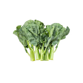 Fresh Hong Kong kale, tender leafy green stems, 250g pack isolated on white background
