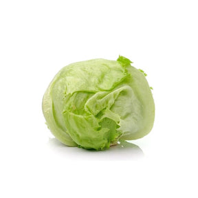 Fresh imported iceberg lettuce, crisp pale green leaves sold per kg isolated on white background