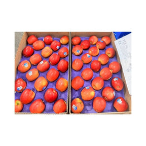 Fresh Jazz apples from USA, crunchy sweet apples packed per box isolated on white background