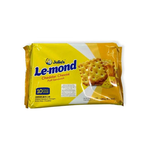 Cheese cream sandwich crackers, savory biscuit snack, 18g x 10 packs isolated on white background