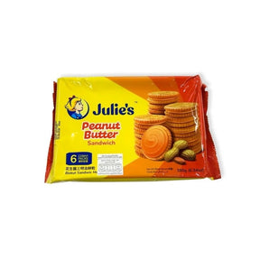 Peanut butter sandwich crackers, bite-sized biscuit snack, 30g x 6 packs isolated on white background