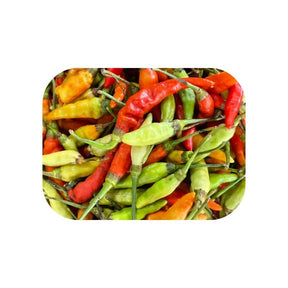 Fresh Karen chili peppers on a white background